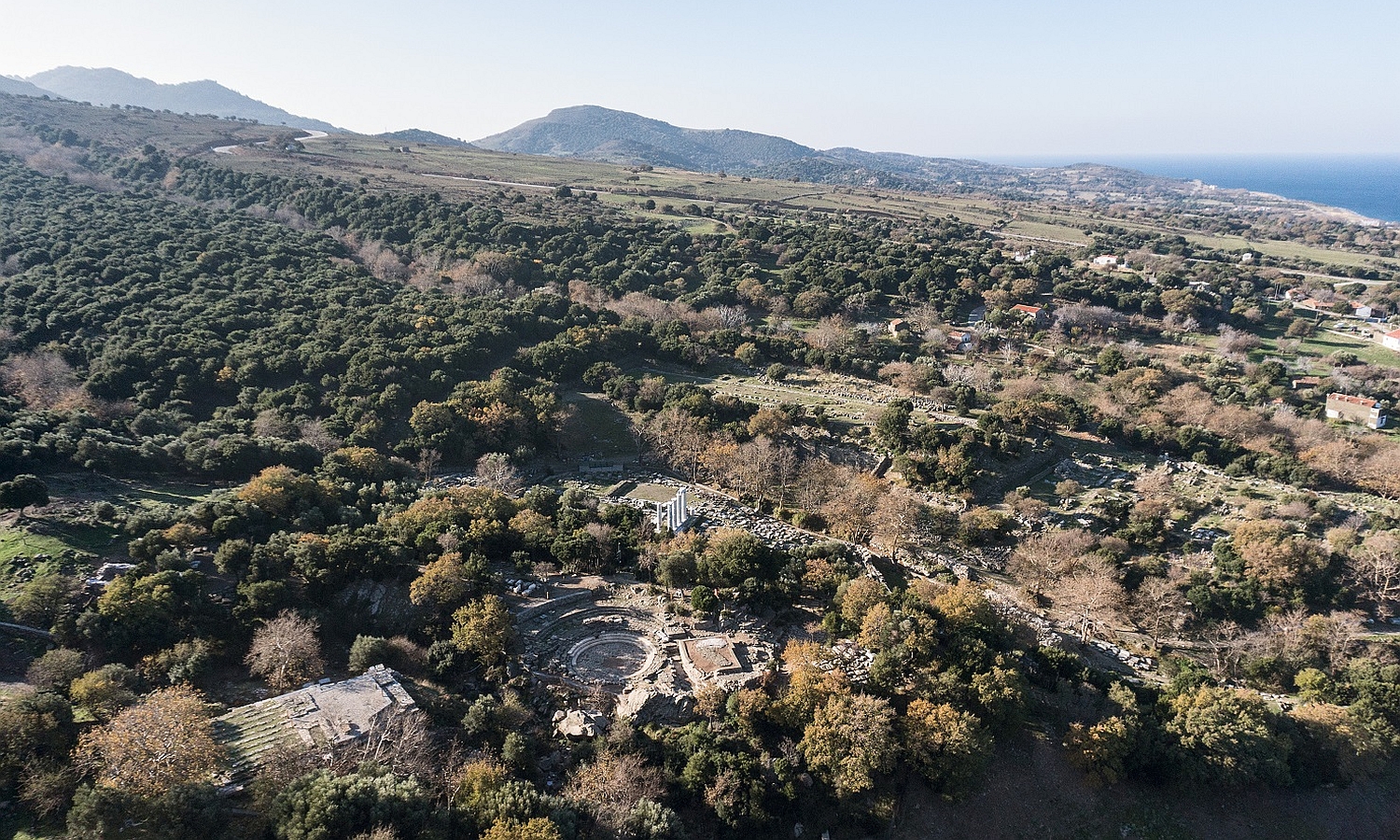 Air-view of the Sanctuary of the Great Gods from NE