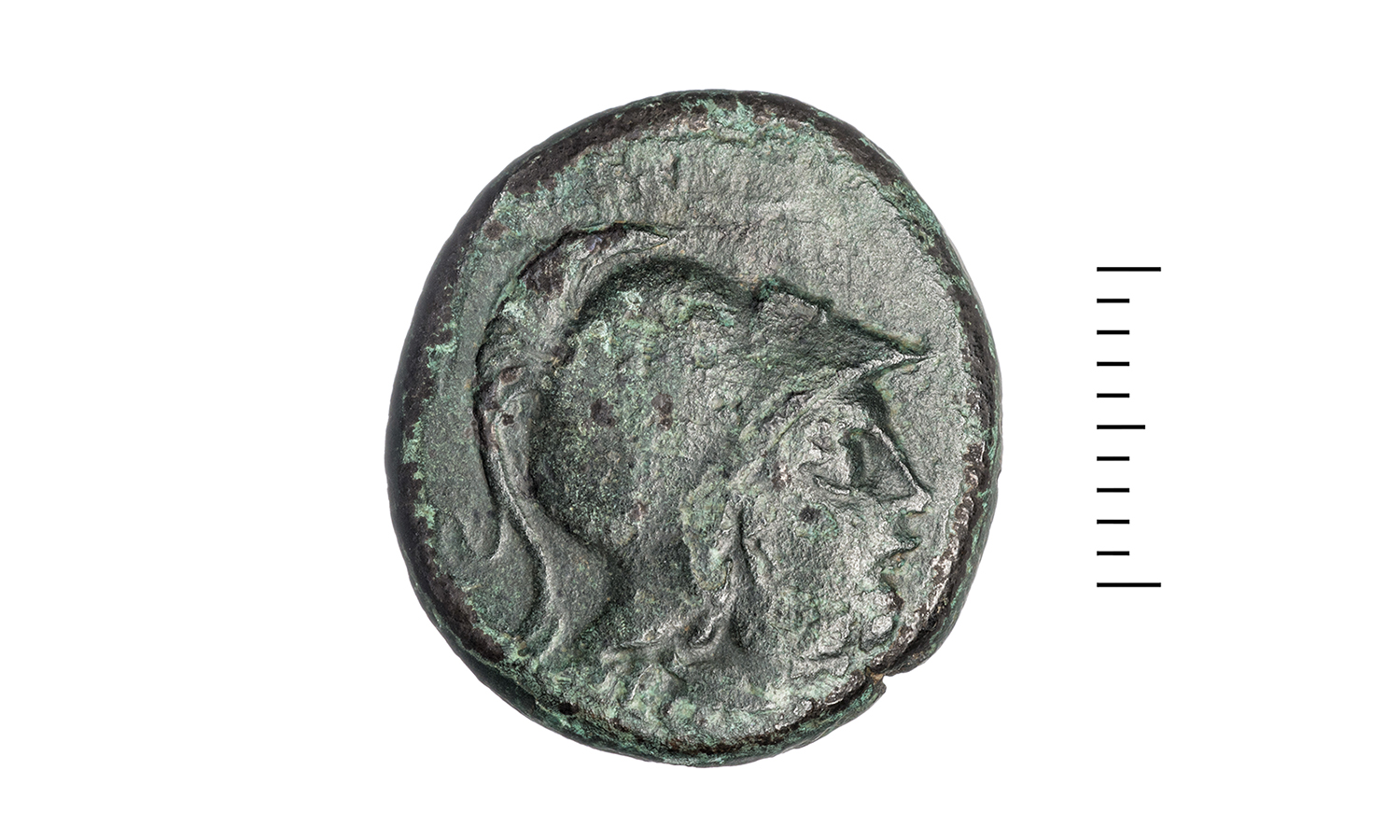 Bronze coin of Samothrace. On the reverse seated Kybele. End of 4th- beginning of 3rd century BC.